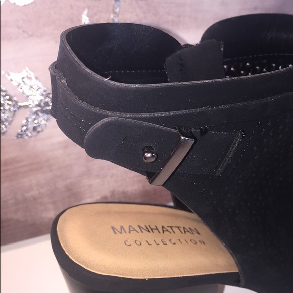 Manhattan Collection Black Sling Peep Toe Size 10 - Picture 4 of 8